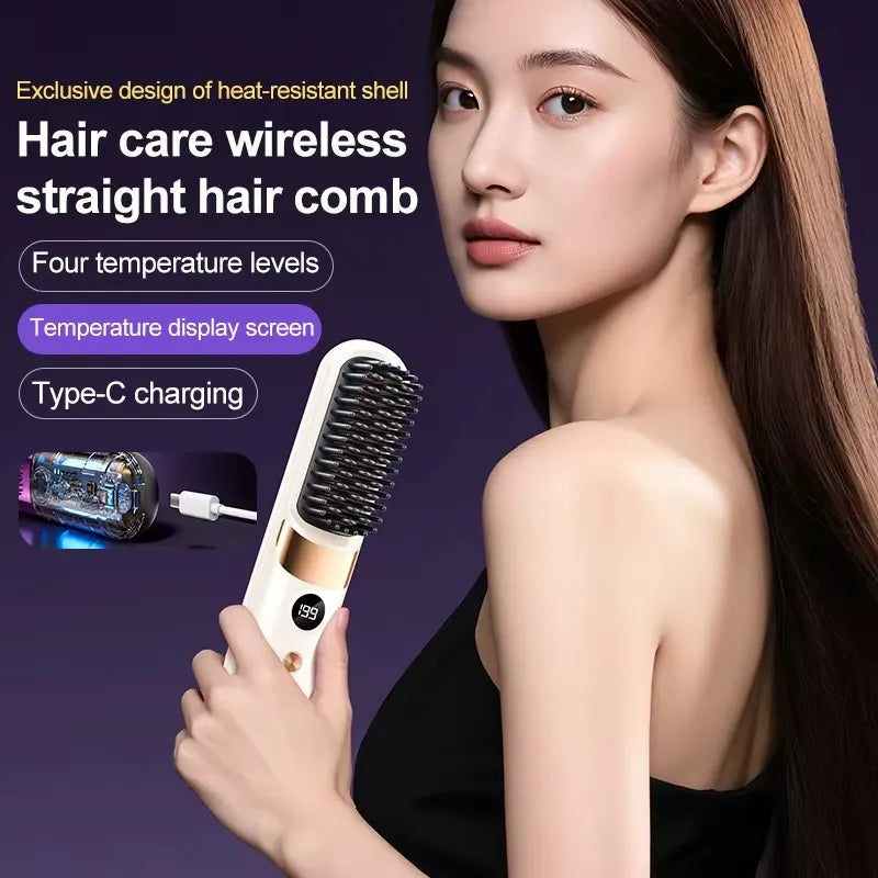2-in-1 Ceramic Straightening Brush – 60-Second Heat-Up