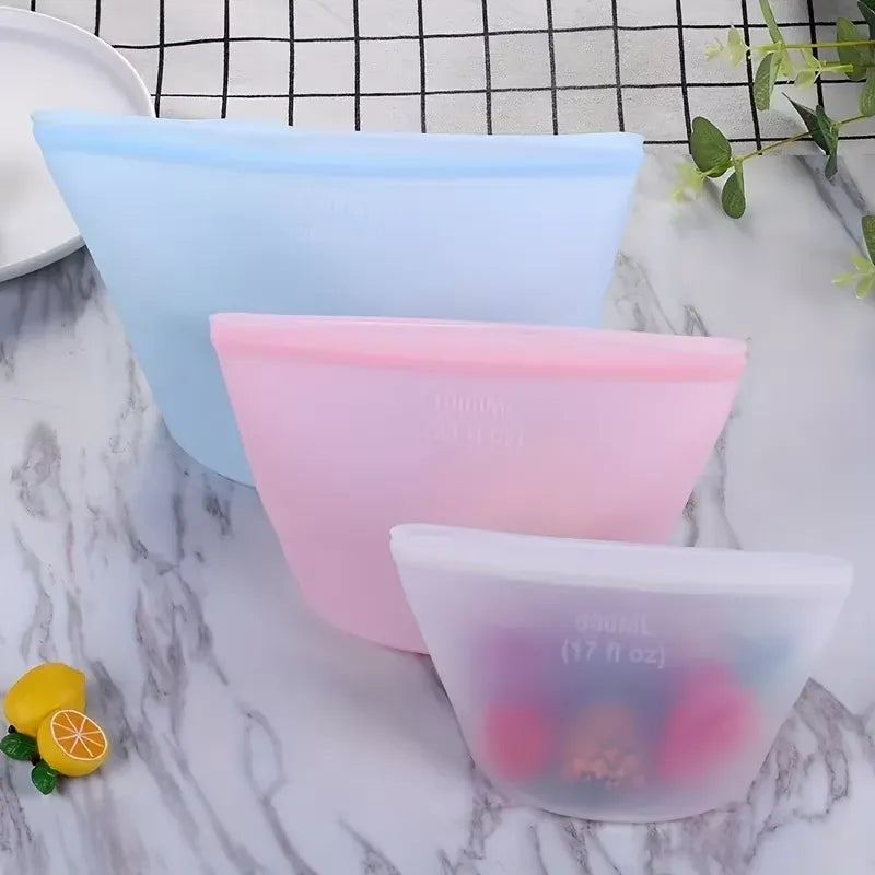 Reusable Silicone Storage Bags – Replaces 3 Rolls/Month