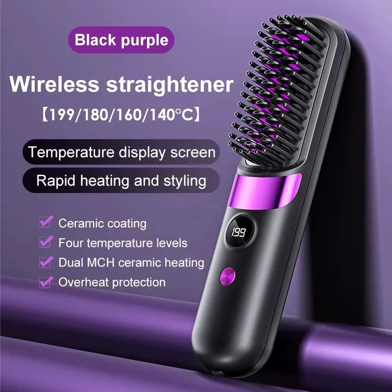 2-in-1 Ceramic Straightening Brush – 60-Second Heat-Up