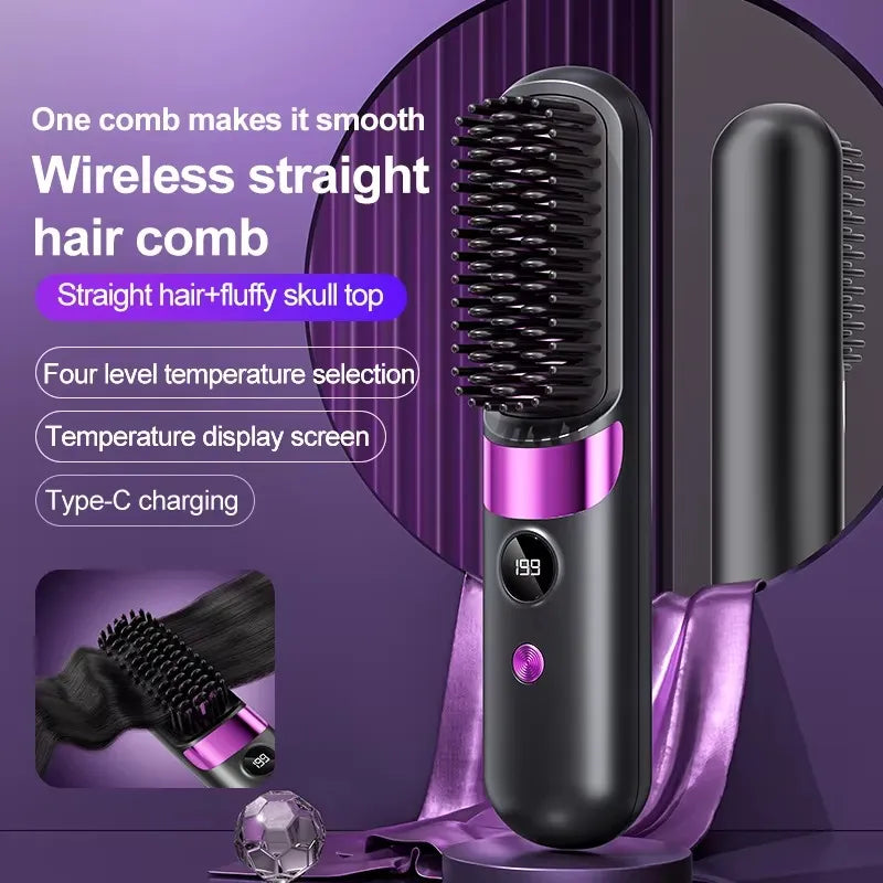 2-in-1 Ceramic Straightening Brush – 60-Second Heat-Up
