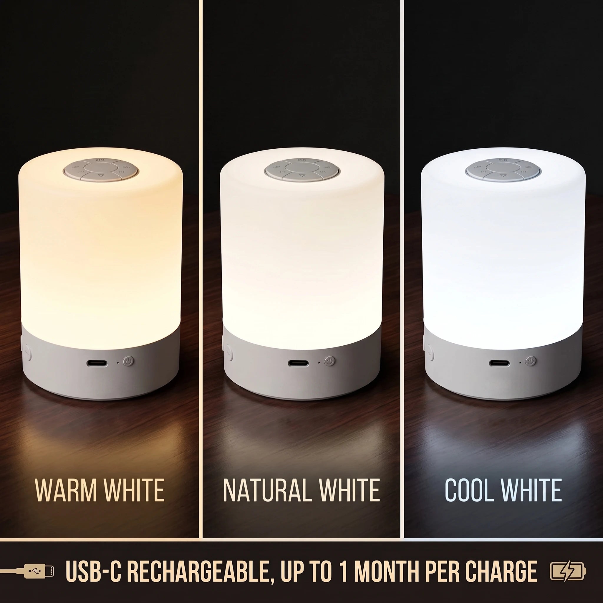 Portable LED Touch Lamp 3 Warm Color Modes 1 Month Battery | مصباح لمسي محمول بثلاثة أوضاع إضاءة دافئة وبطارية تدوم شهراً