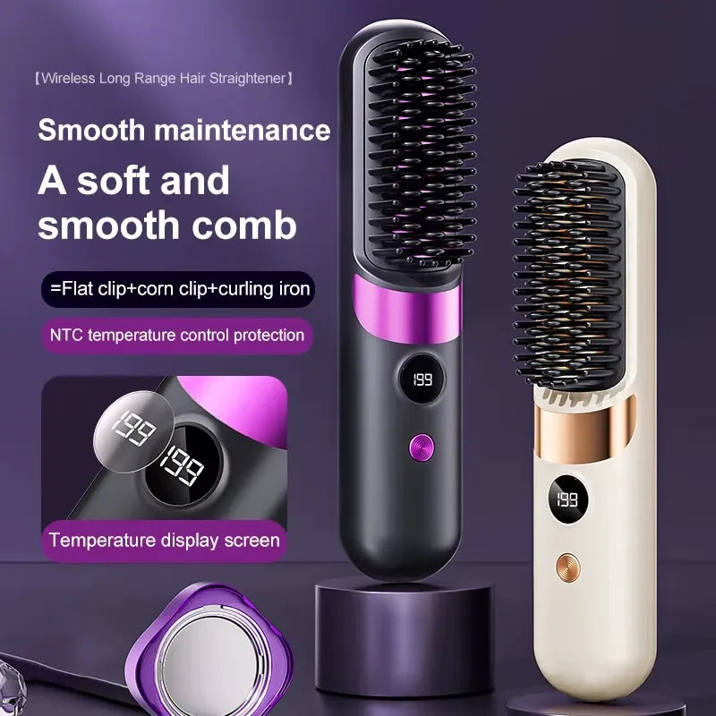 2-in-1 Ceramic Straightening Brush – 60-Second Heat-Up