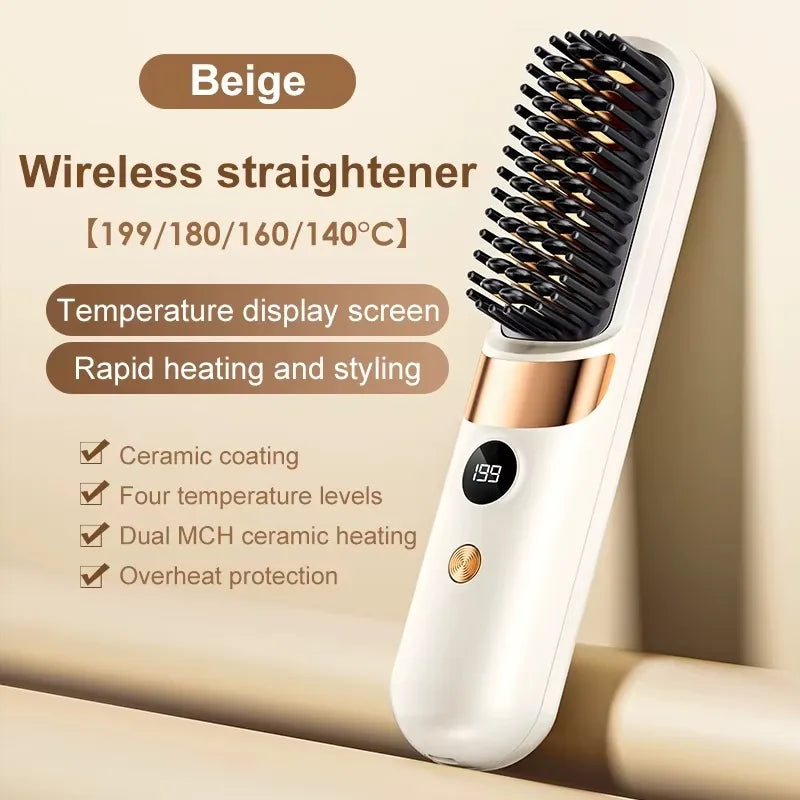 2-in-1 Ceramic Straightening Brush – 60-Second Heat-Up