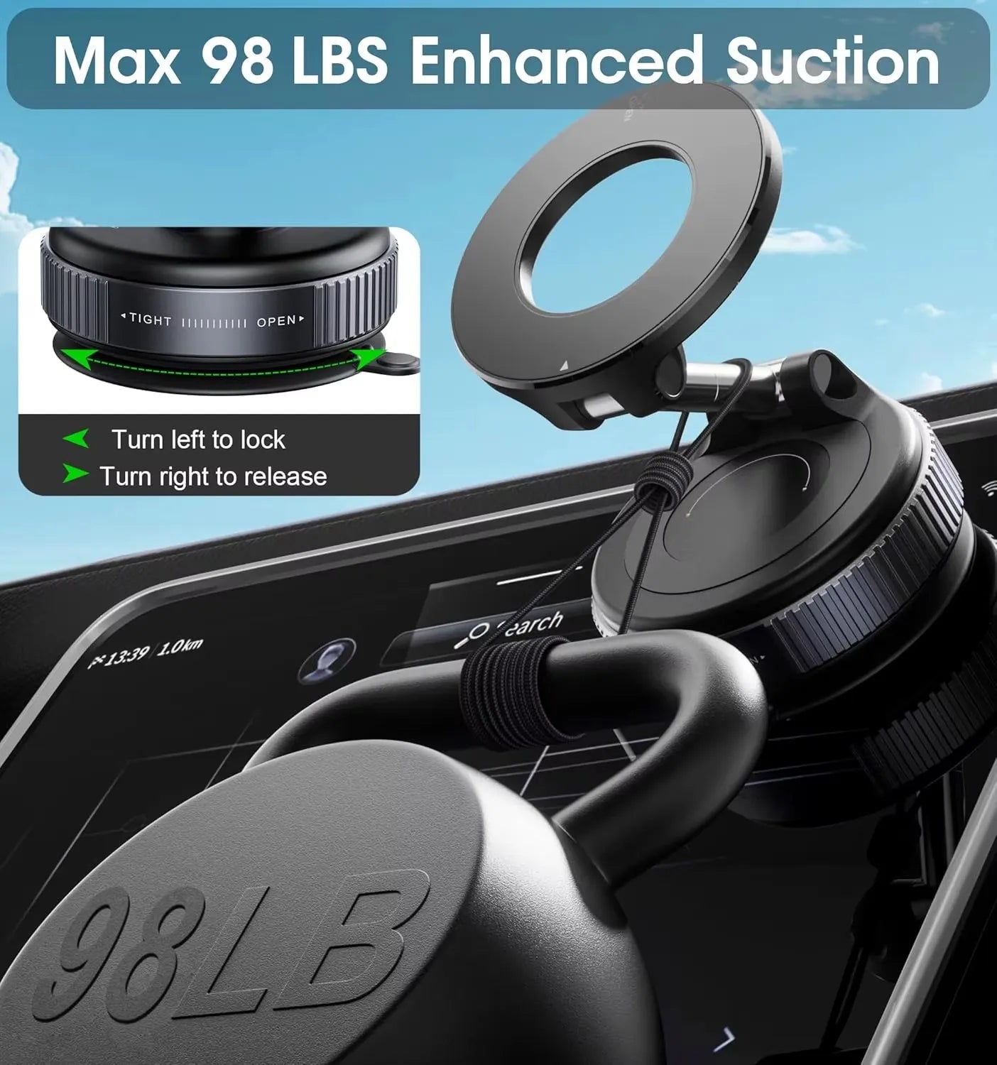Magnetic Car Phone Mount – 6-Magnet Grip