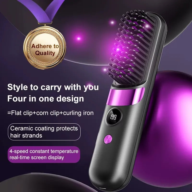 2-in-1 Ceramic Straightening Brush – 60-Second Heat-Up